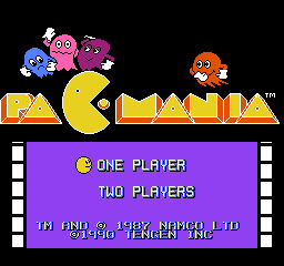Pac-Mania title screen for NES